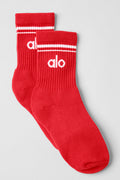 Unisex Half-Crew Throwback Sock - Red Hot Summer/White
