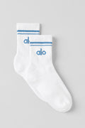 Unisex Half-Crew Throwback Sock - White/California Blue