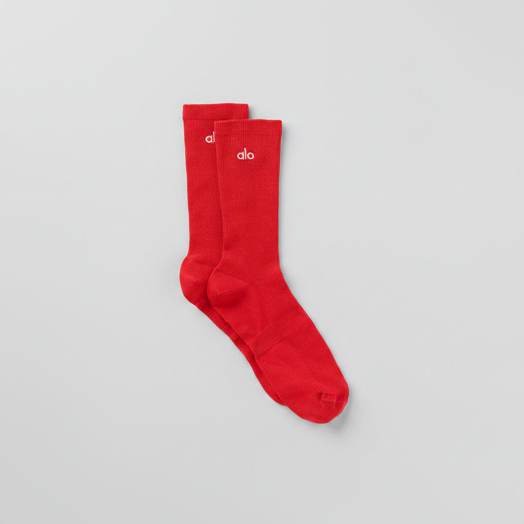 Unisex Half-Crew Understated Sock - Bright Red