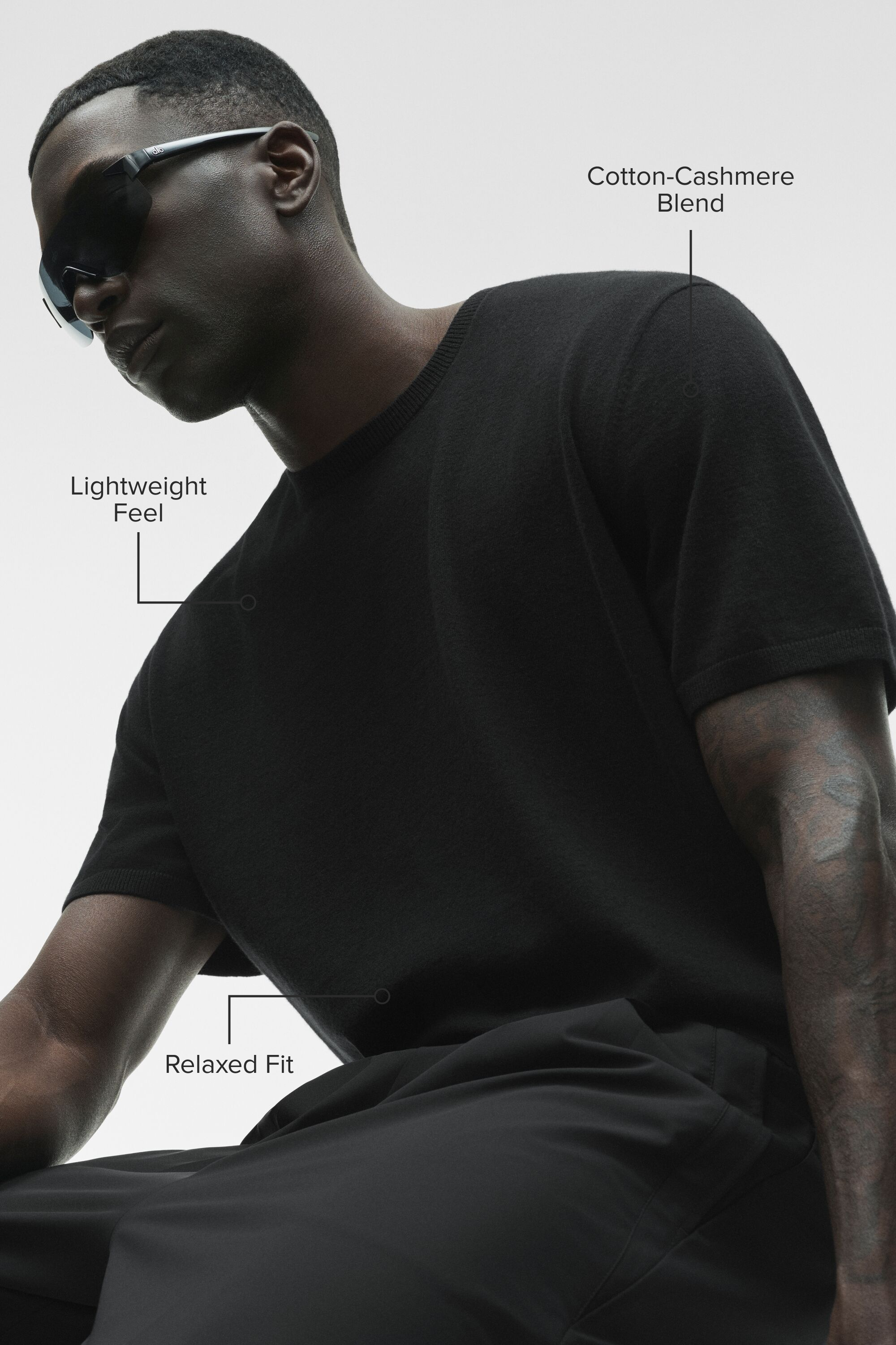 Cotton Cashmere Ever Soft Short Sleeve Crew - Black