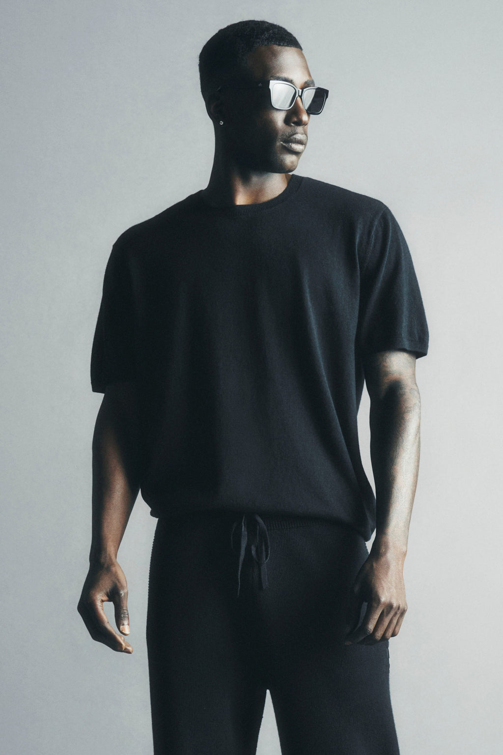 Cotton Cashmere Ever Soft Short Sleeve Crew - Black