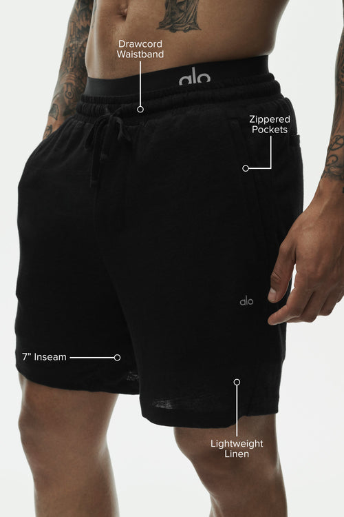 7 Linen Jersey Coastal Short - Black
