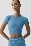 Alosoft Crop Finesse Short Sleeve - California Blue