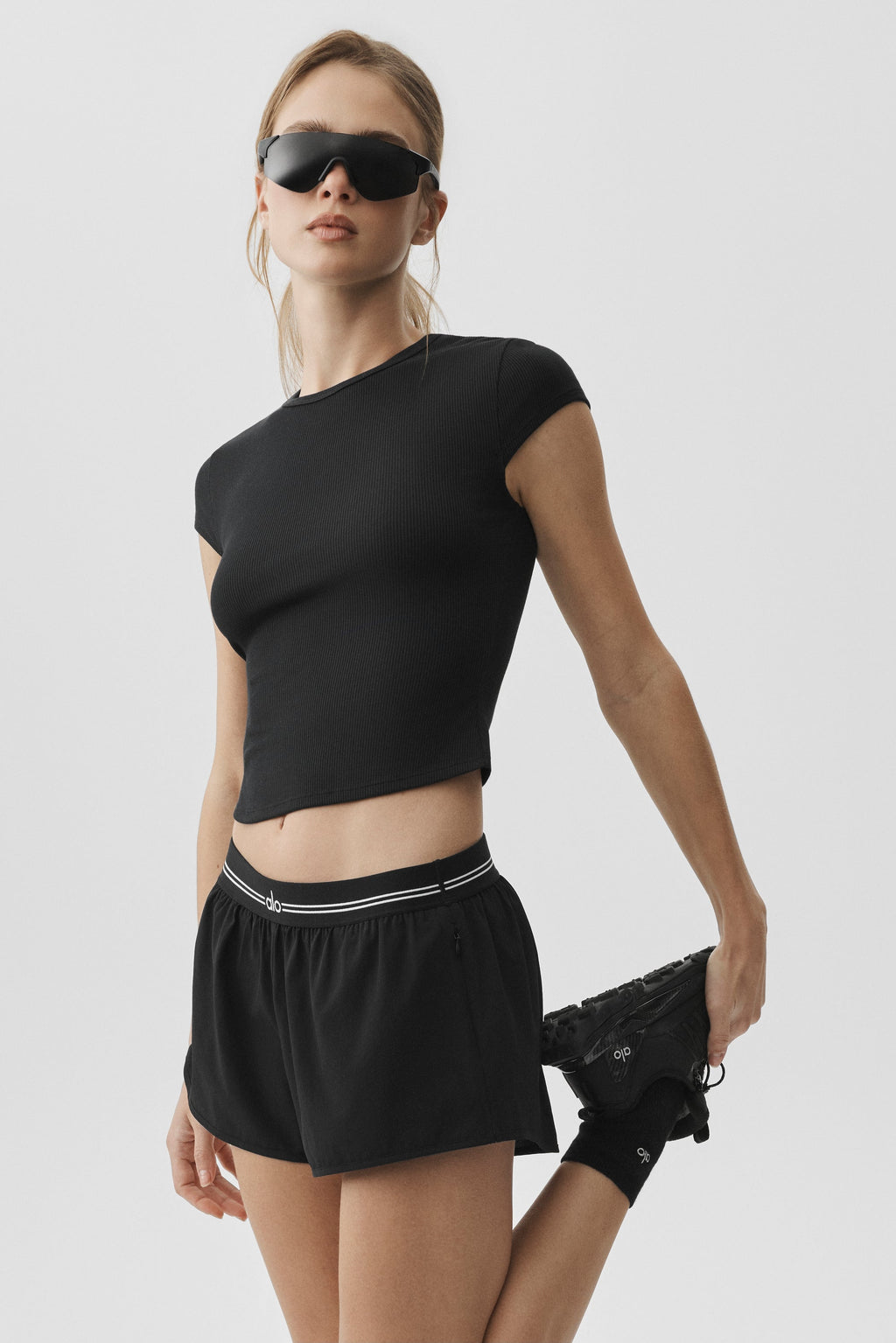 Ribbed Modal Cap Sleeve Top - Black