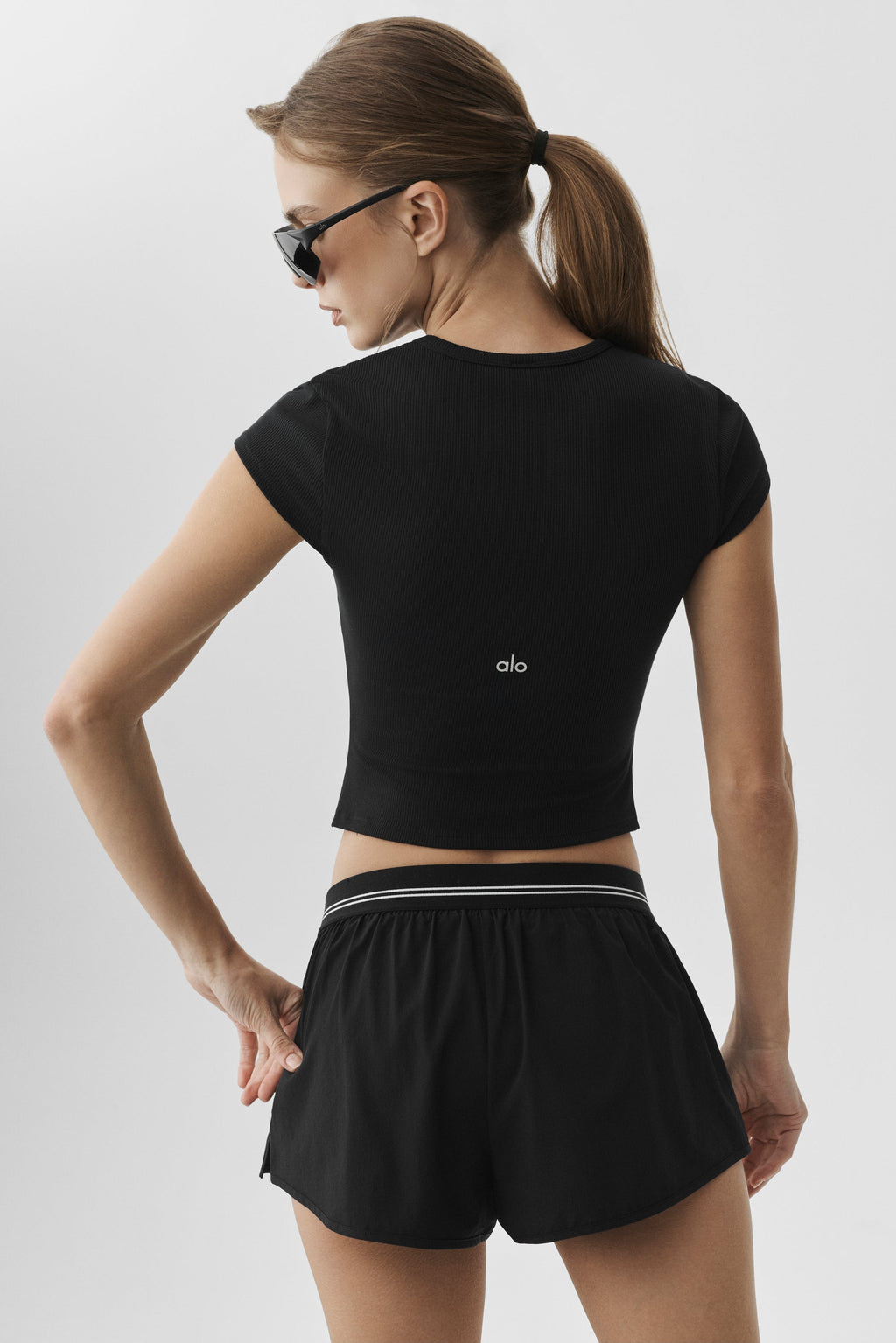Ribbed Modal Cap Sleeve Top - Black