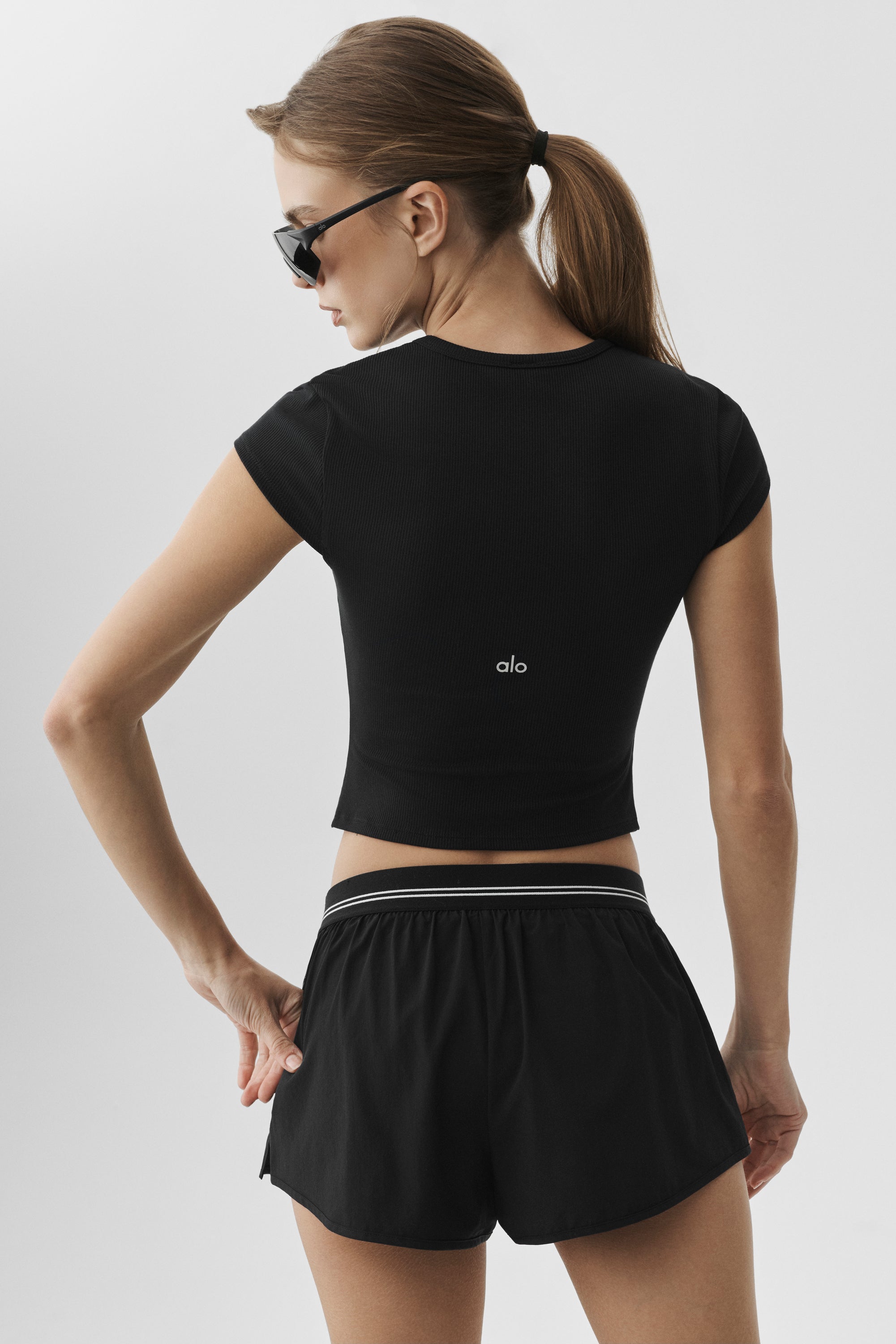 Ribbed Modal Cap Sleeve Top - Black