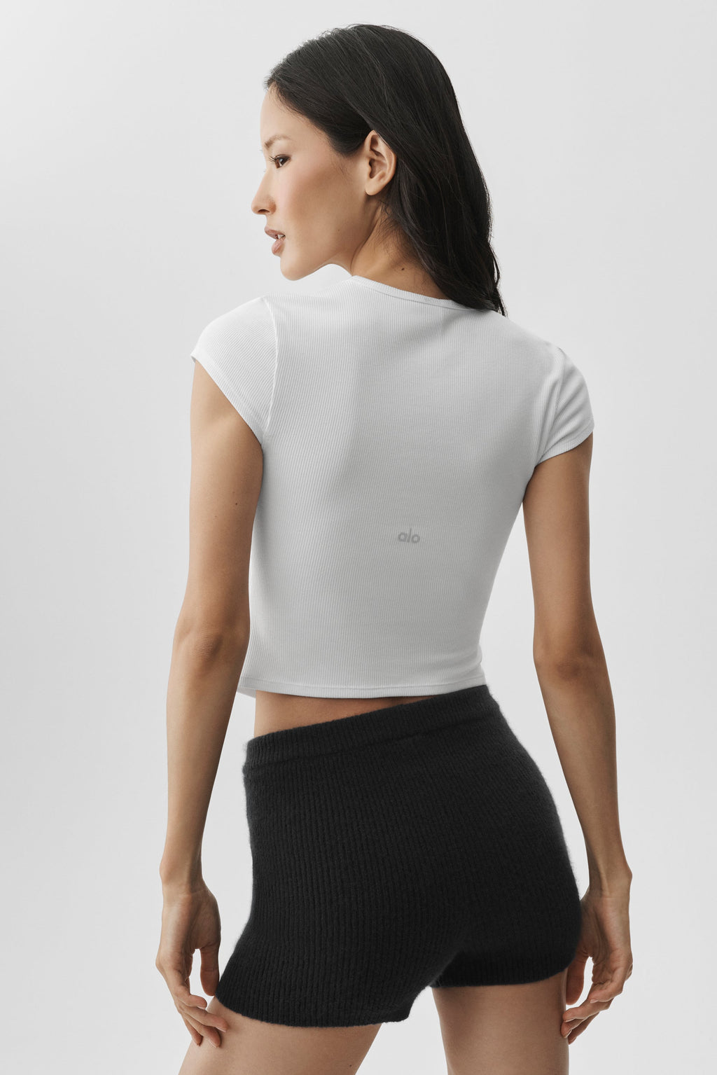 Ribbed Modal Cap Sleeve Top - White