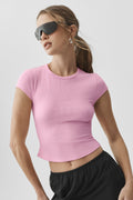 Ribbed Modal Cap Sleeve Top - Pink Marshmallow