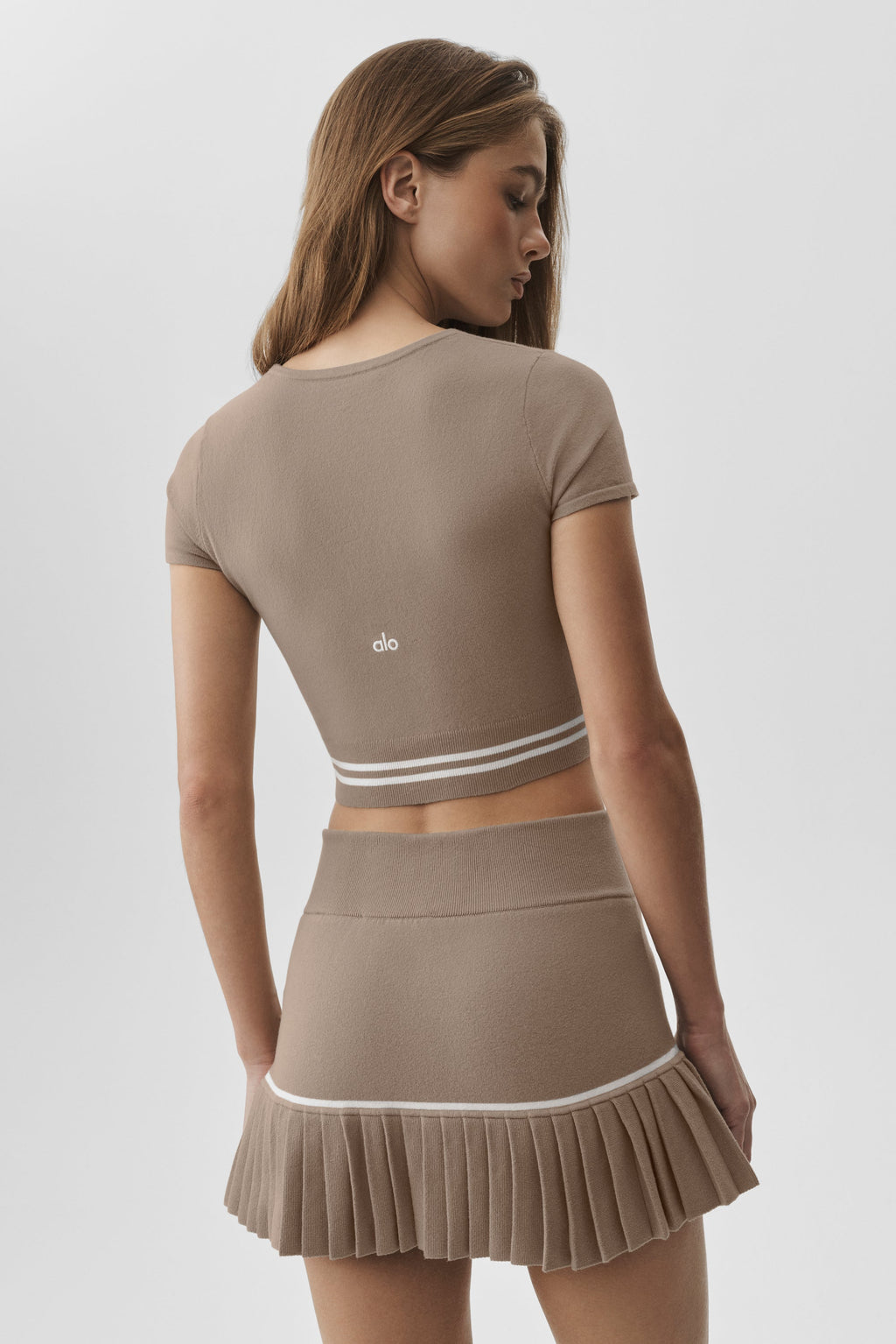 Scholar Knit My Serve Short Sleeve - Gravel/White