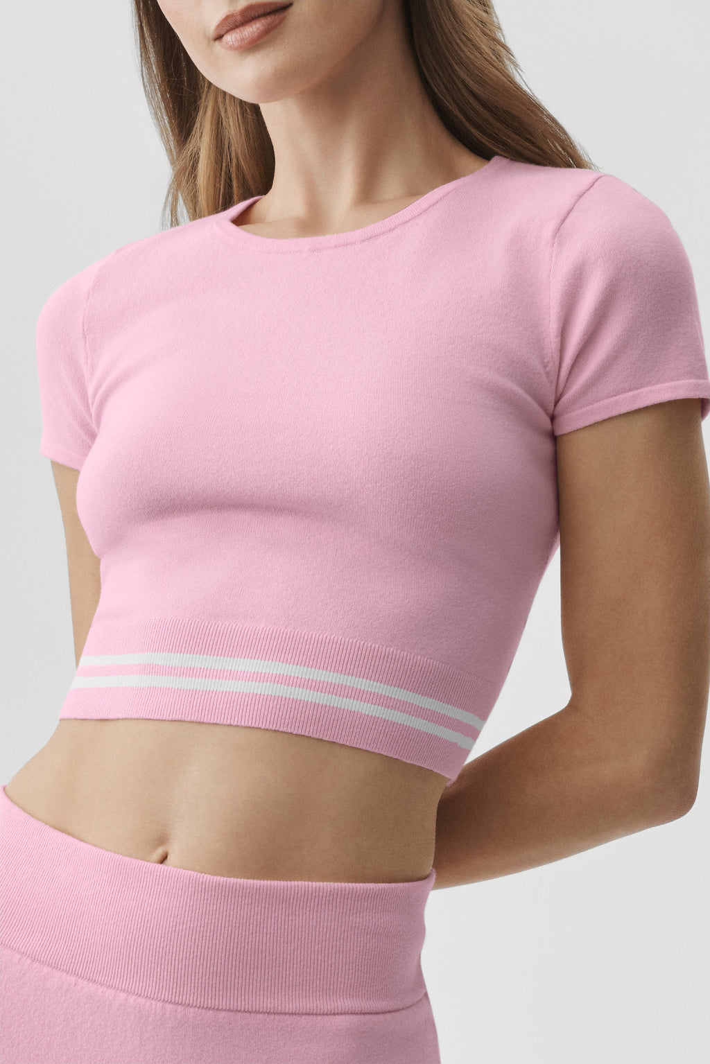 Scholar Knit My Serve Short Sleeve - Pink Marshmallow/White