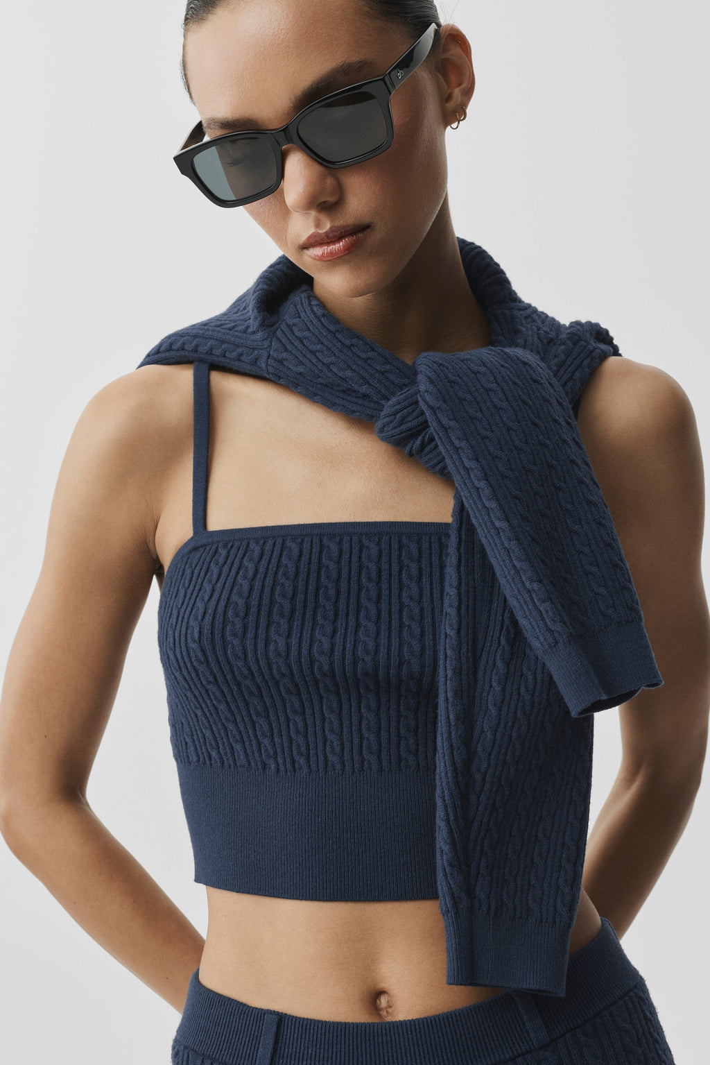 Mini Cable Sweater Tank - Navy