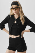 Mini Cable Sweater Cardigan - Black