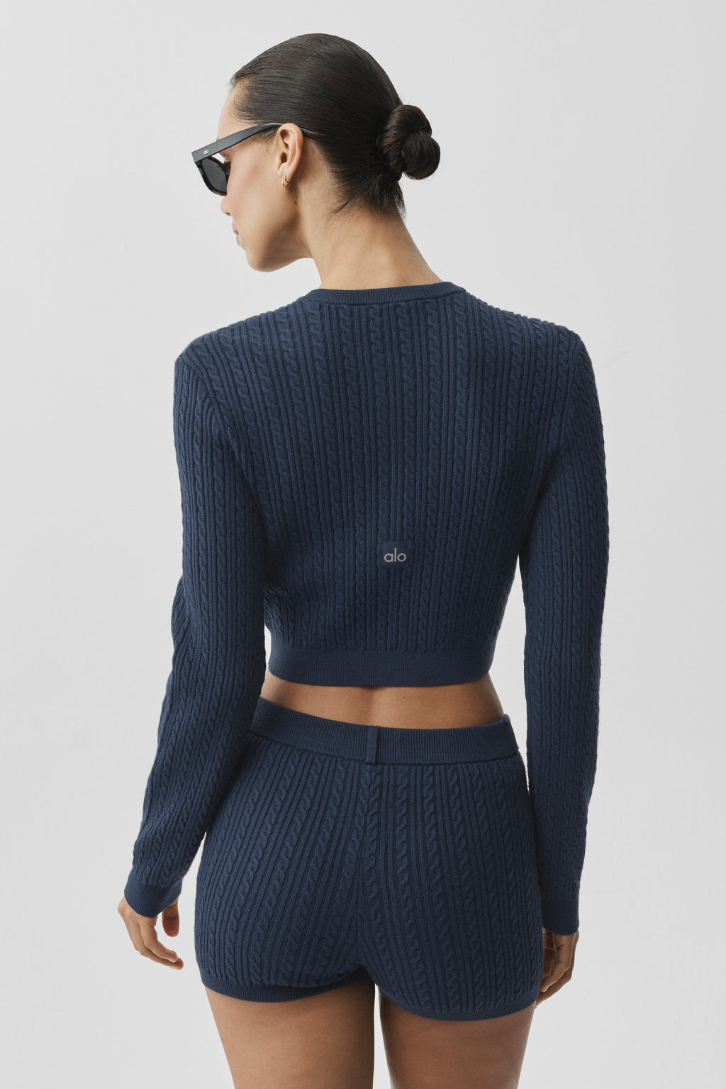 Mini Cable Sweater Cardigan - Navy