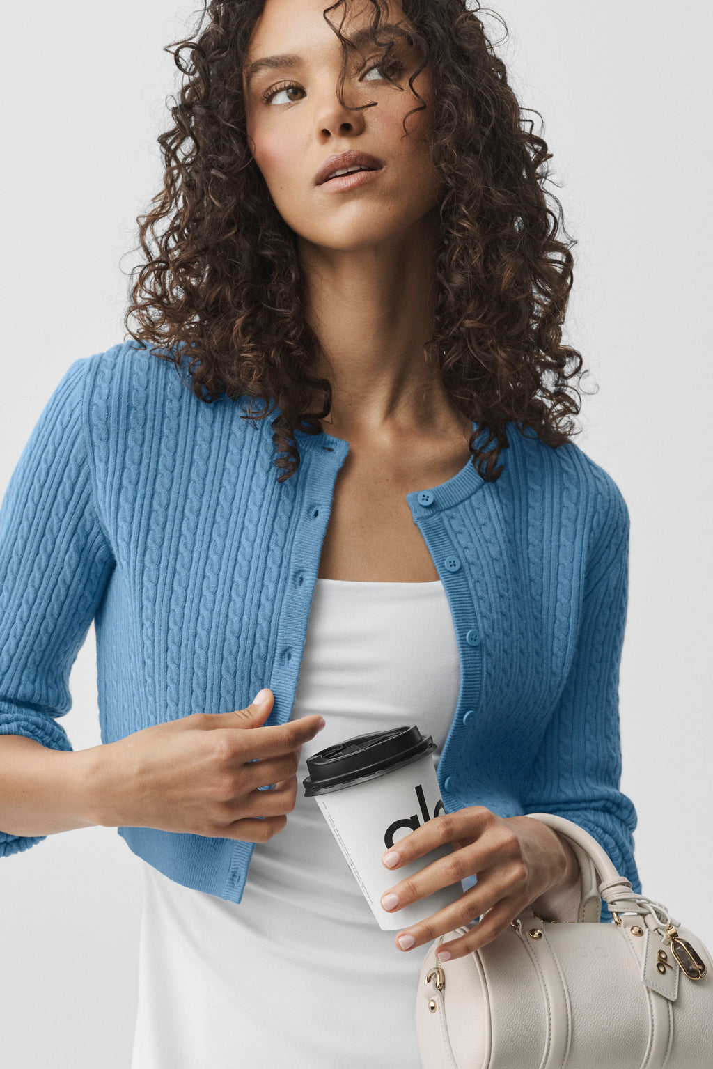 Mini Cable Sweater Cardigan - California Blue
