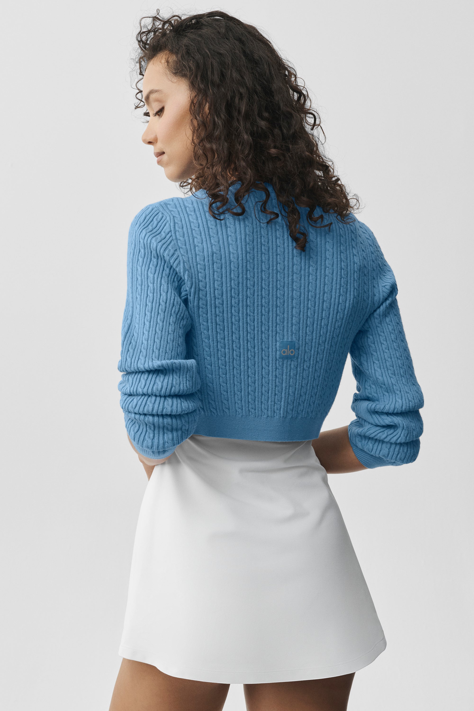Mini Cable Sweater Cardigan - California Blue