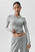 Alosoft Finesse Full Zip Fitted Hoodie - Vintage Athletic Heather