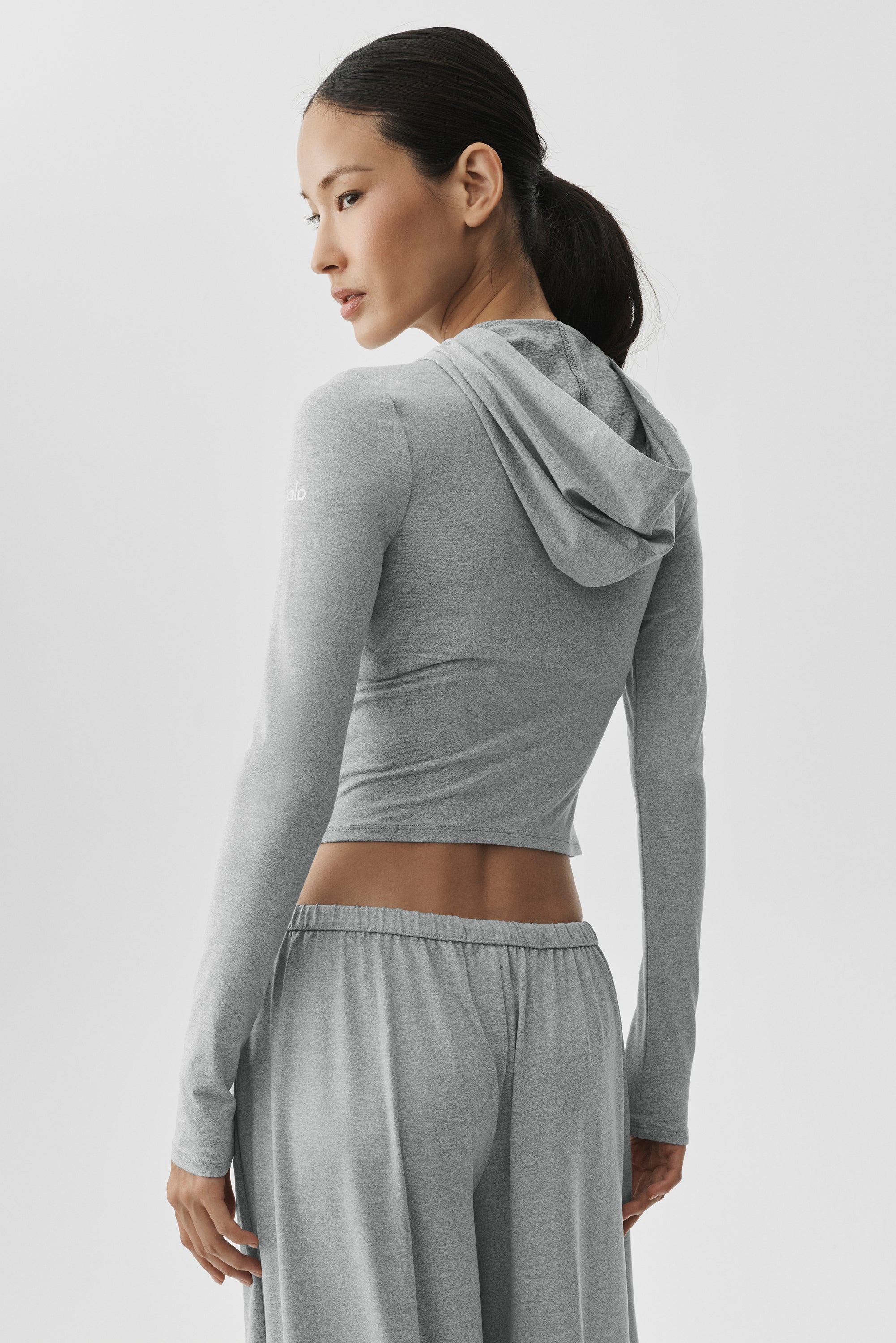 Alosoft Finesse Full Zip Fitted Hoodie - Vintage Athletic Heather