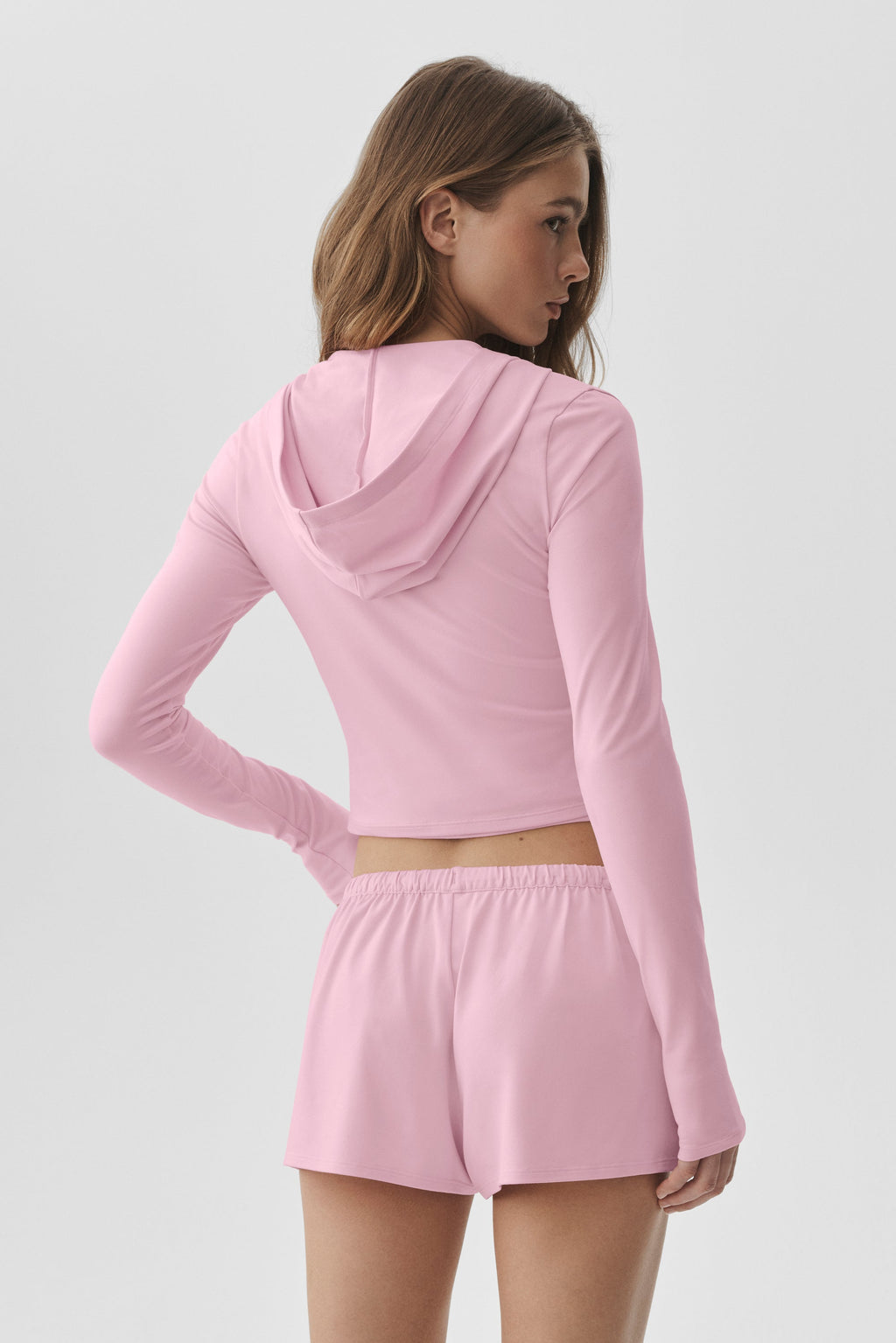 Alosoft Finesse Full Zip Fitted Hoodie - Pink Marshmallow