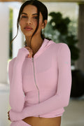 Alosoft Finesse Full Zip Fitted Hoodie - Pink Marshmallow
