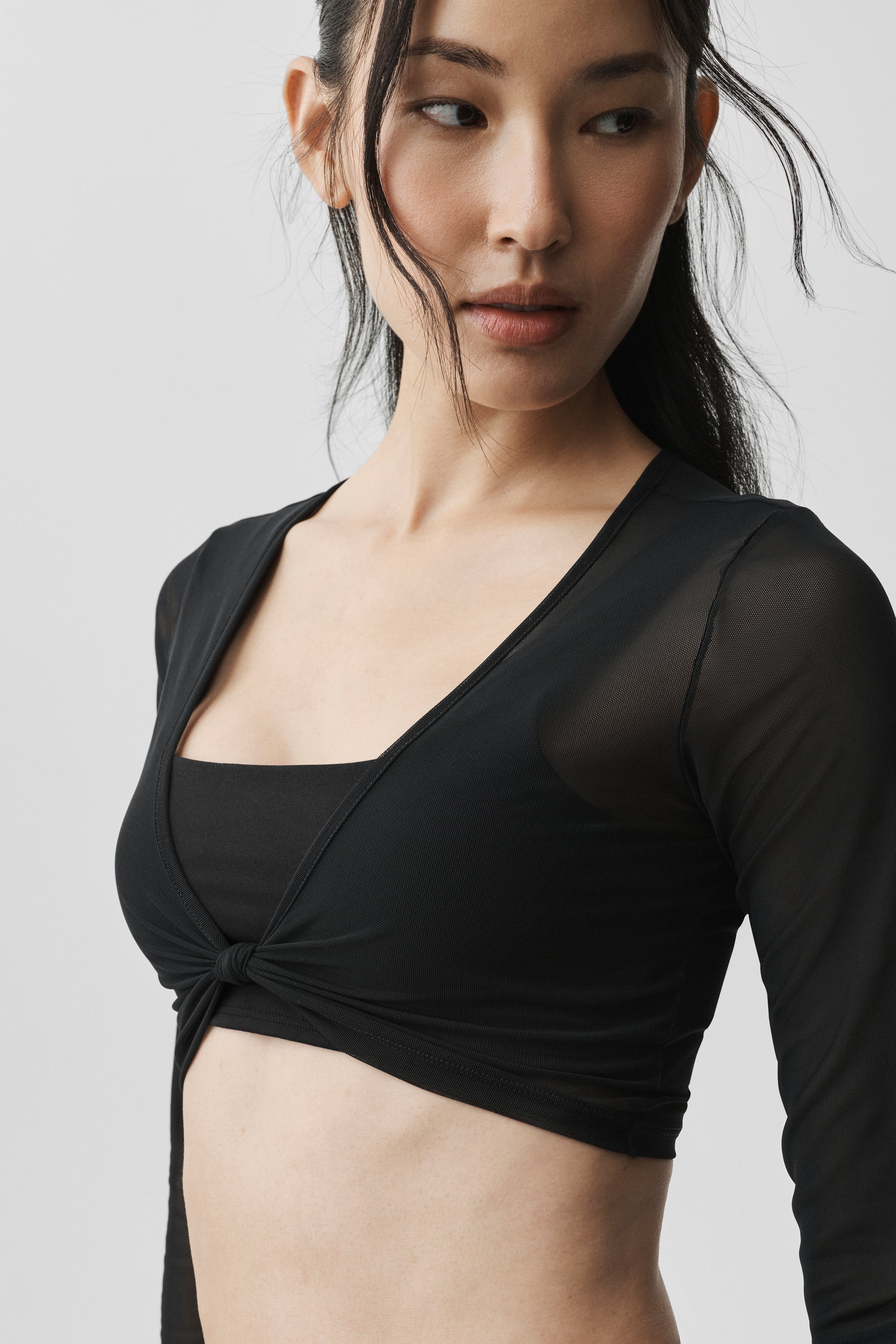 Mesh Knotty Long Sleeve - Black