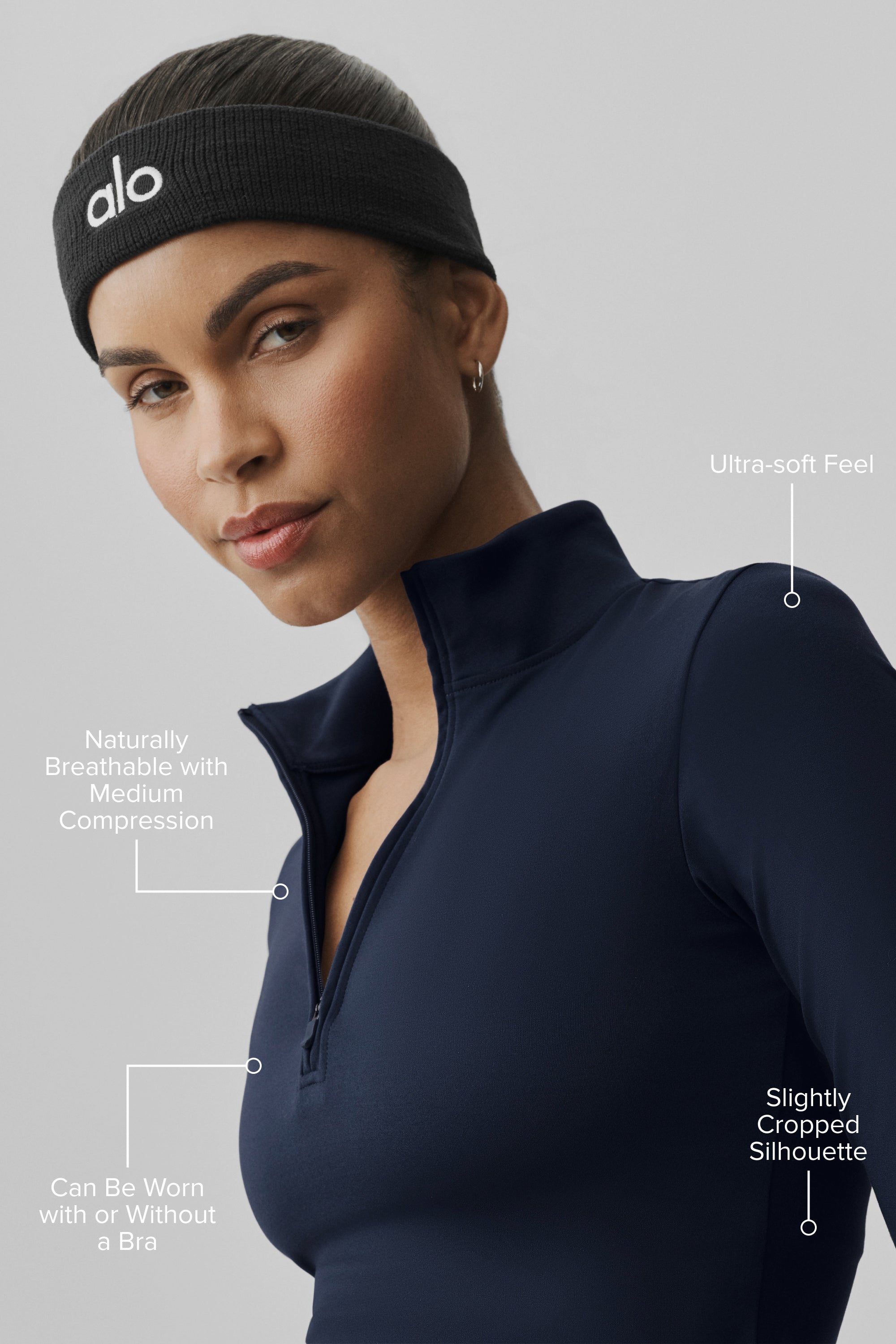 ALO Softsculpt Precision 1/4 Zip Long Sleeve - Navy