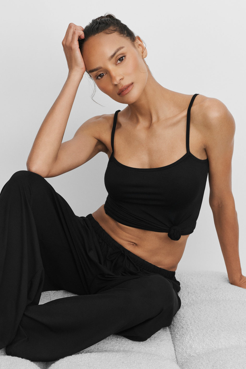 Alosoft Mid-Rise Finesse Wide Leg Sweatpant - Black