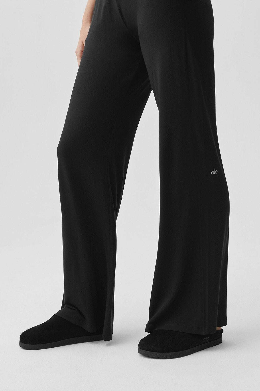 Semi-Sheer Delicate Lounge Flare Pant (Long) - Black