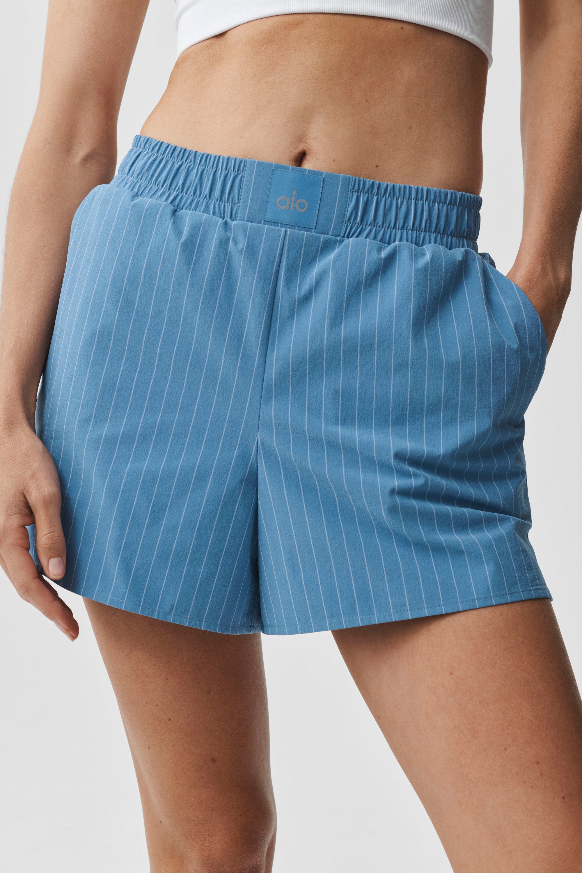 Pinstripe Daylight Boxer Short - California Blue/White