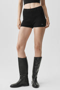 Mini Cable High-Waist Sweater Short - Black