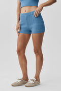 Mini Cable High-Waist Sweater Short - California Blue